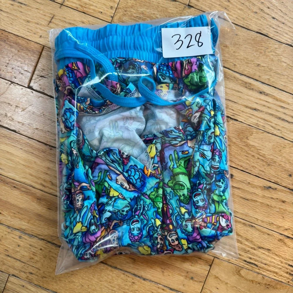 Bedtime Bliss Luca Bamboo Pajama Shorts Mens Large Blue Pixar Sea Monster Lounge